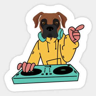 funny big dog dj Sticker